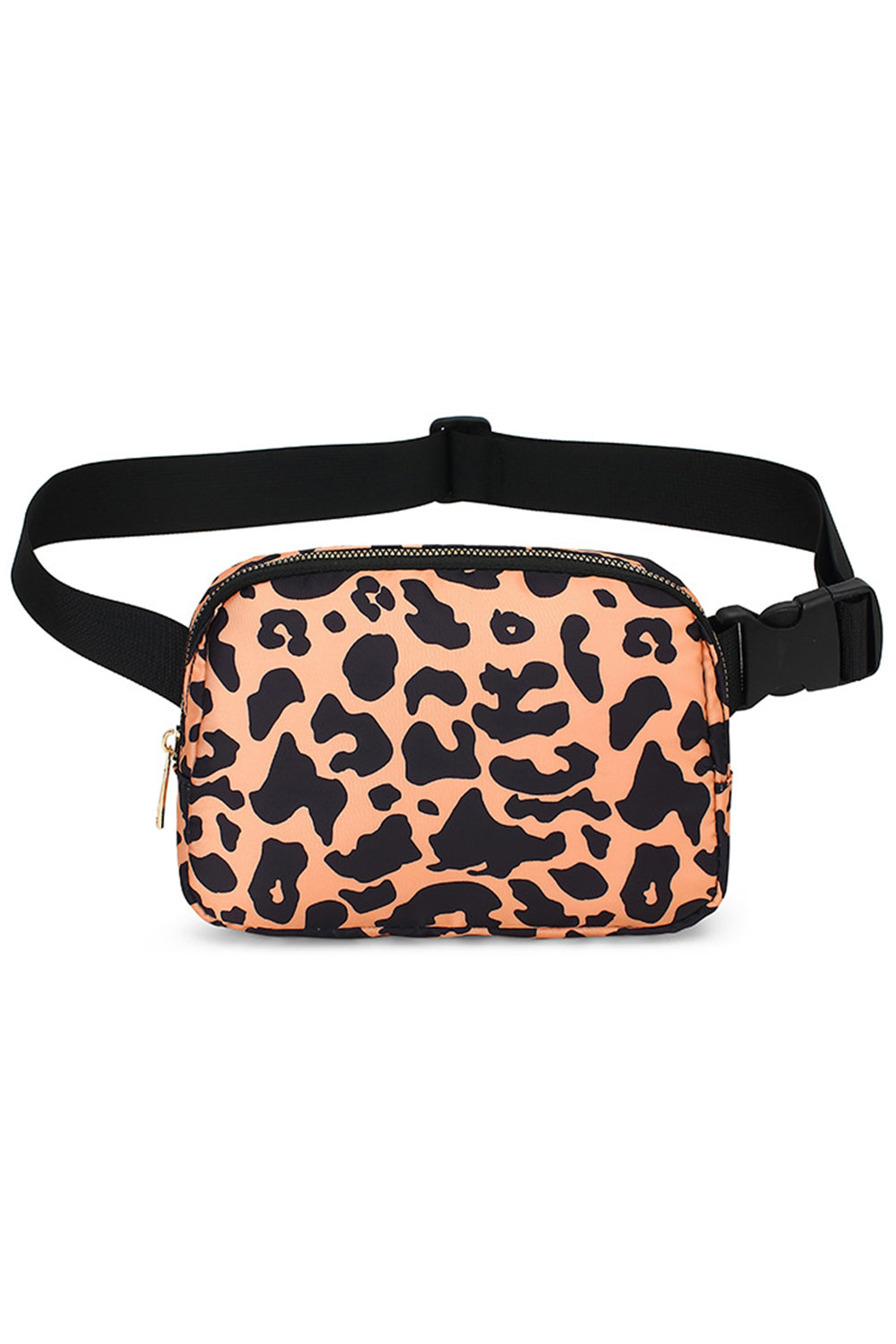 Purple 20*5*14cm Leopard Print Buckle Canvas Waist Pack Belt Bag